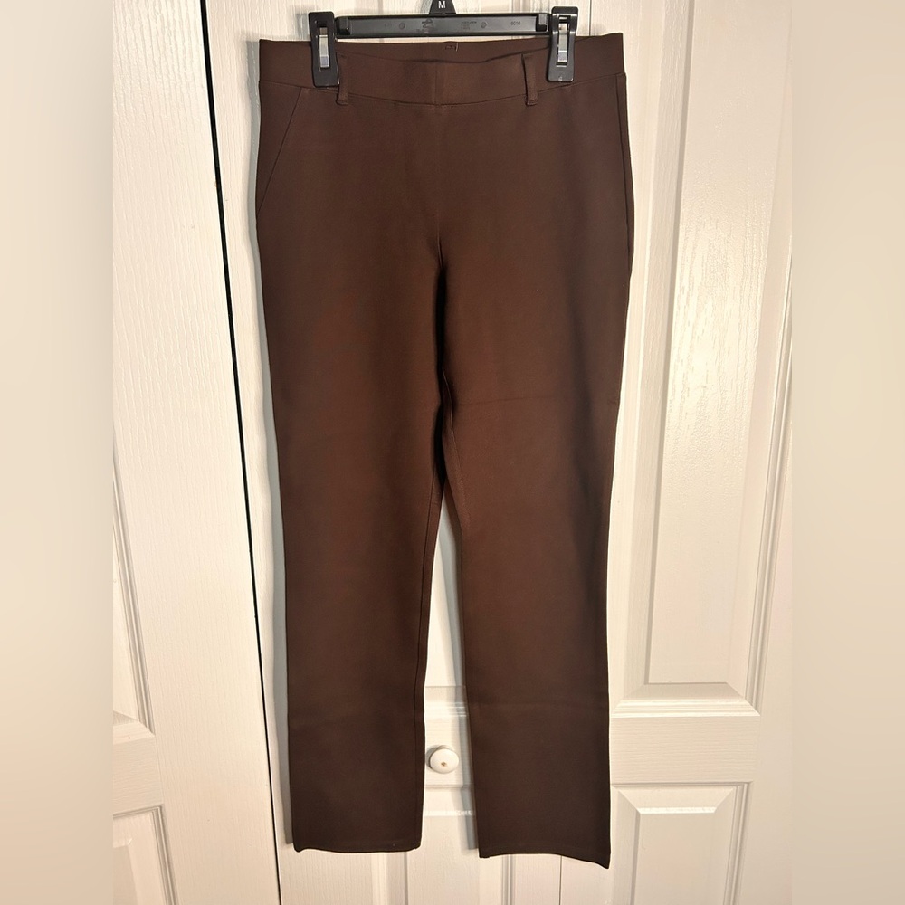 Quince Women’s Dark Brown Ultra-Stretch Ponte Straight Leg Pull On Pants Size XS